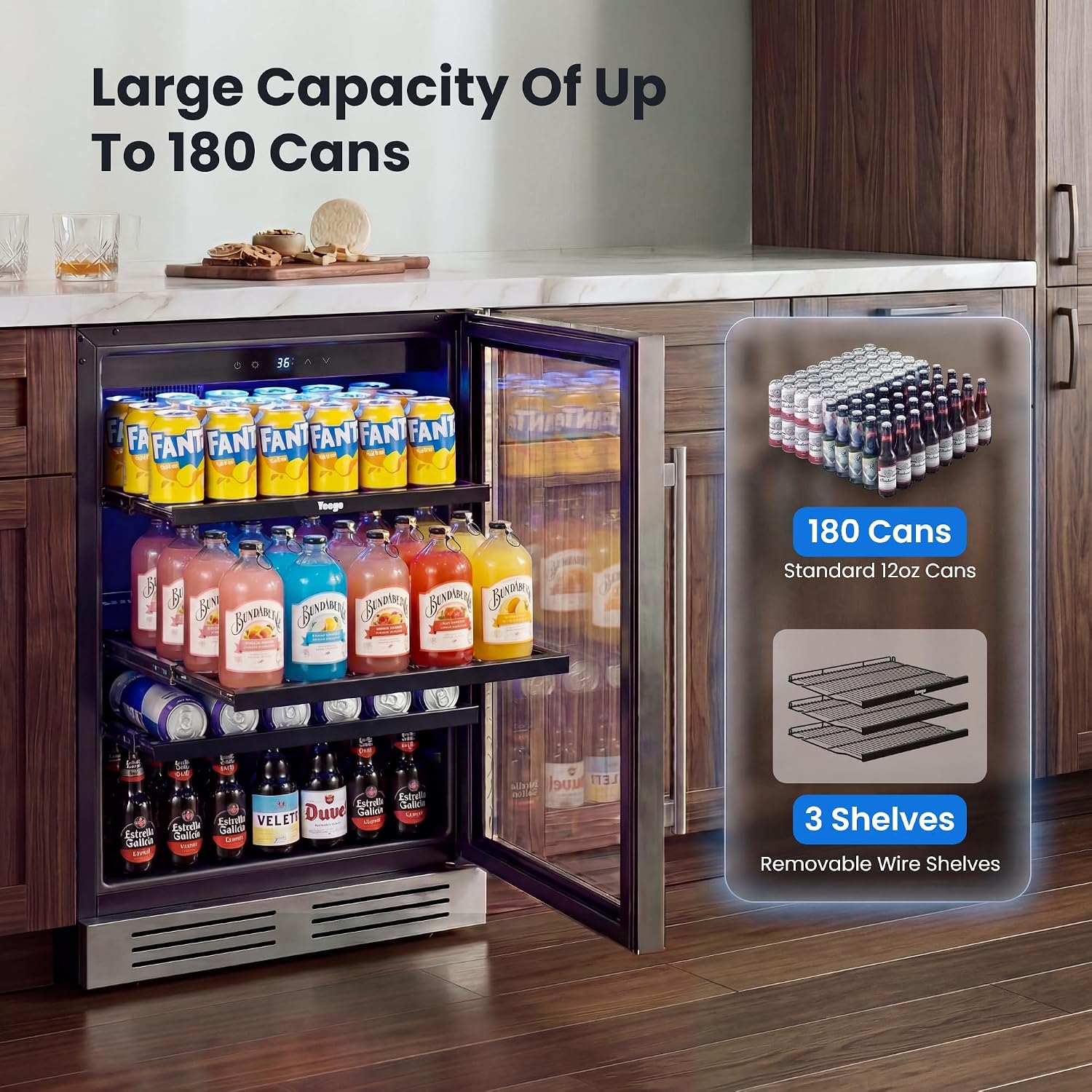 24 Inch Beverage Cooler Fridge - огляд і ціна Wine And Beer Undercounter Fridge