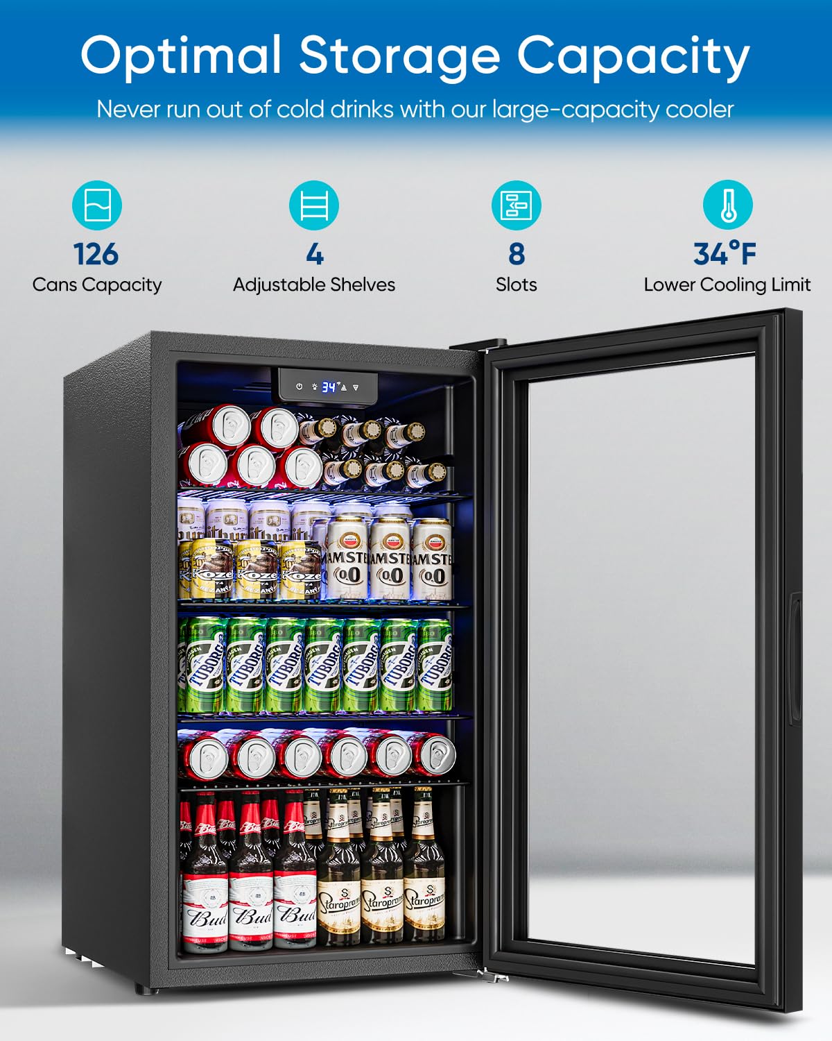 3.2 Cu.Ft Glass Door Mini Frid - огляд і ціна Wine Beer Mini Fridge